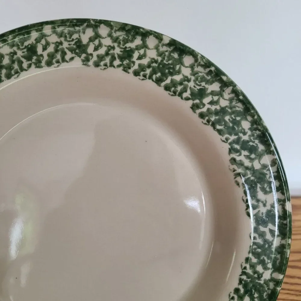 Workshops of Gerald E. Henn Pottery Green Roseville Spongeware Holiday Plate VTG